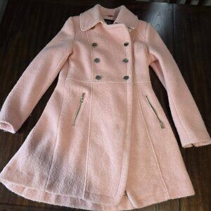 Guess Women's Boucle Fit and Flare Coat, Size M, Soft Pink